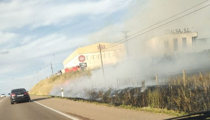  Un incendio junto a la carretera en el Polígono de Castellanos de Moriscos moviliza a los Bomberos de la Diputación