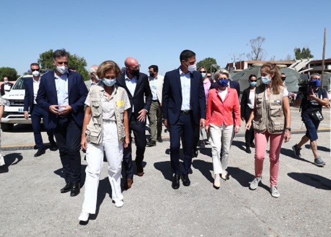  os presidentes de la Comisión Europea, Ursula von der Leyen; y del Consejo Europeo acompañan a Sánchez en Torrejón