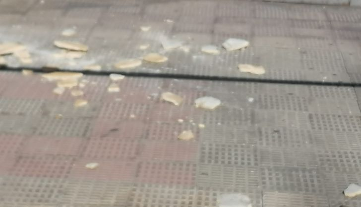  Se desprenden pequeños trozos de la fachada de un edificio en el Paseo de los Robles
