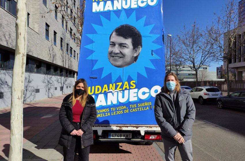  Unidas Podemos saca a las calles camiones de ‘Mudanzas Mañueco’ para visibilizar el «drama» de la despoblación