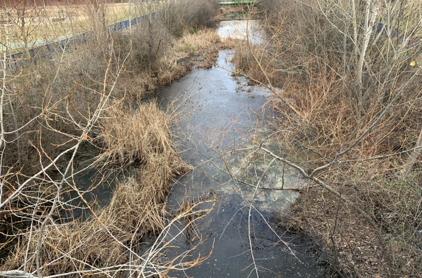  Los días de intenso frío y la escasa fuerza del agua del arroyo logran que se hiele antes de desembocar en el Tormes
