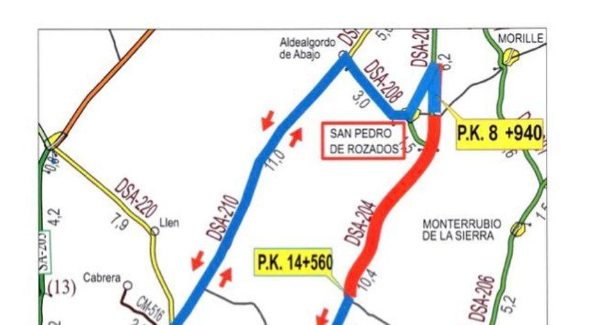  Corte de la carretera DSA-204 entre San Pedro de Rozados y la Finca Calzadilla de Mendigos