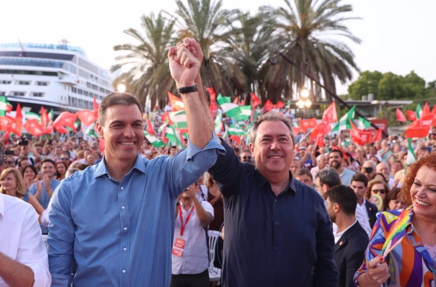  Sánchez y Espadas cierran campaña pidiendo la movilización socialista para mandar las encuestas «a la papelera» el 19J