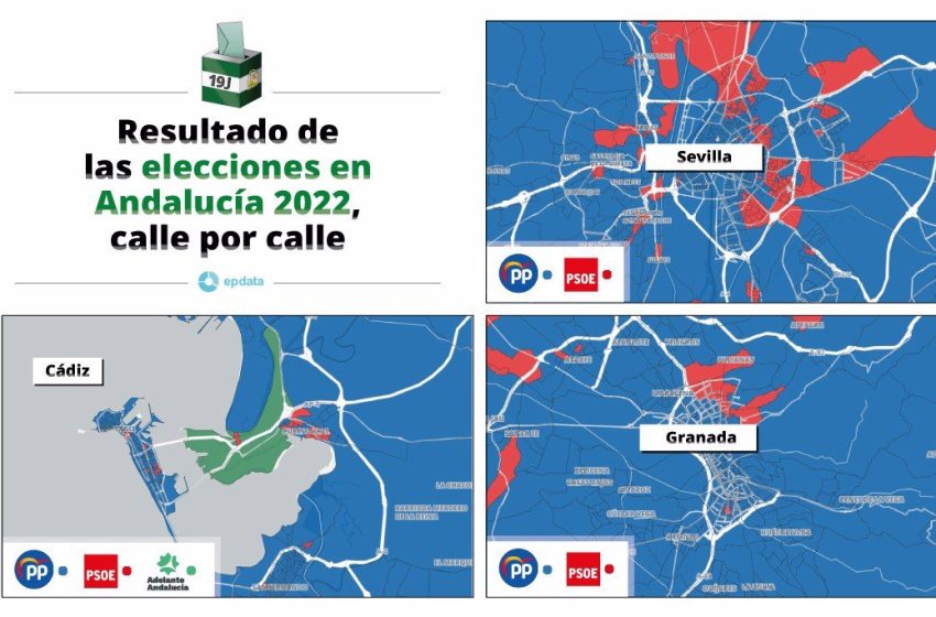  Mapa de resultados de las elecciones de Andalucía 2022, barrio a barrio