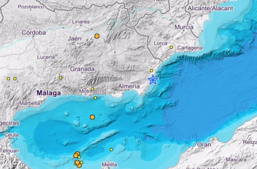  Registrado un terremoto de magnitud 3,9 con epicentro al noreste de Carboneras (Almería)