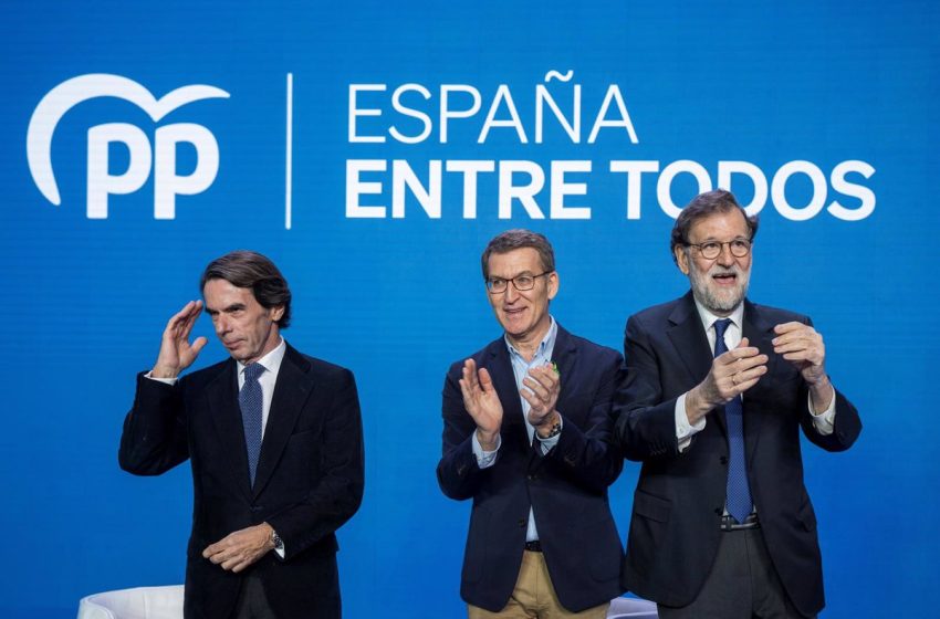  Feijóo exhibe la unidad del PP junto a Aznar y Rajoy: «Ahora toca volver a unir a los españoles»