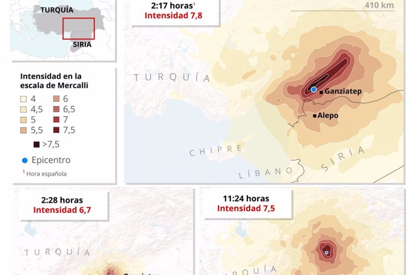  MAPA | Lugares más afectados por los terremotos en Turquía y Siria