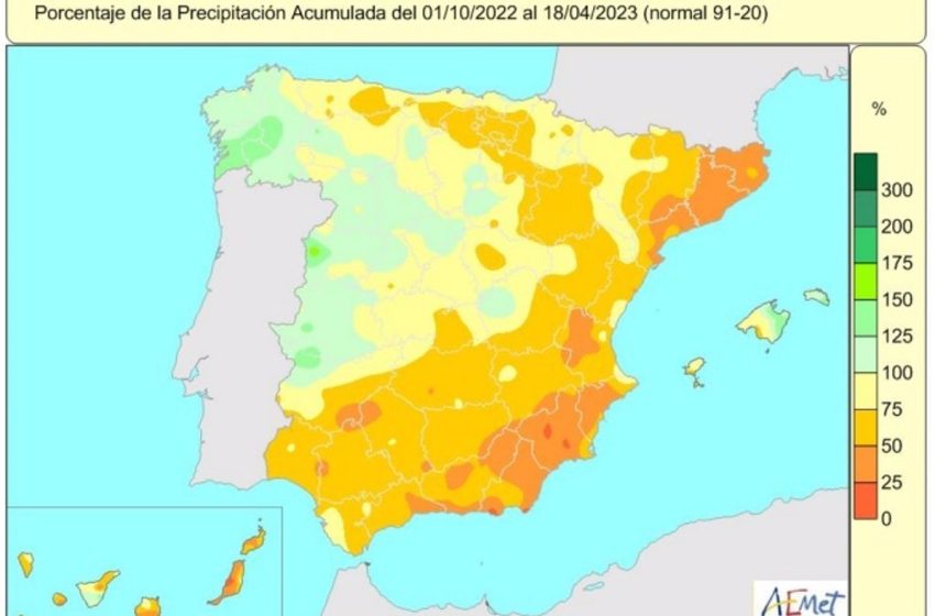  La falta de lluvias acumulada en España desde octubre de 2022 llega al 23%