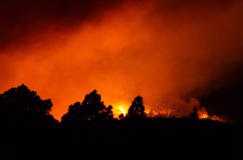  Los medios aéreos retoman las descargas contra el incendio de Tenerife tras una noche de trabajo por tierra